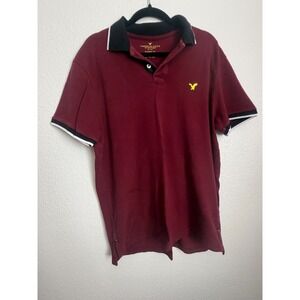 American Eagle Outfitters Polo Shirt Mens XL Red Logo Classic Fit Short Sleeve